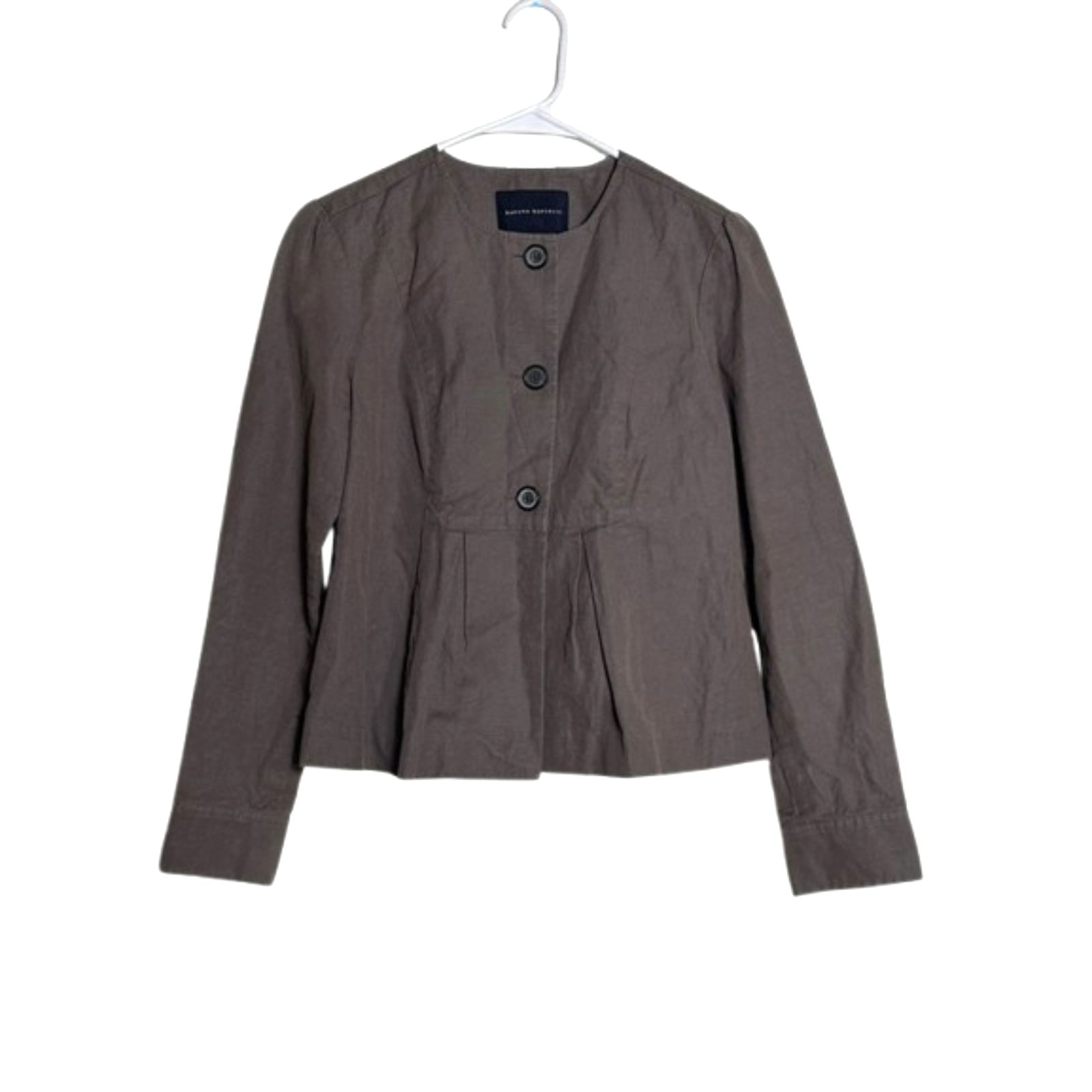 Banana Republic Babydoll Peplum Blazer Womens 4 Linen Career Business Brown